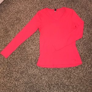 Under armor hot pink long sleeve workout shirt